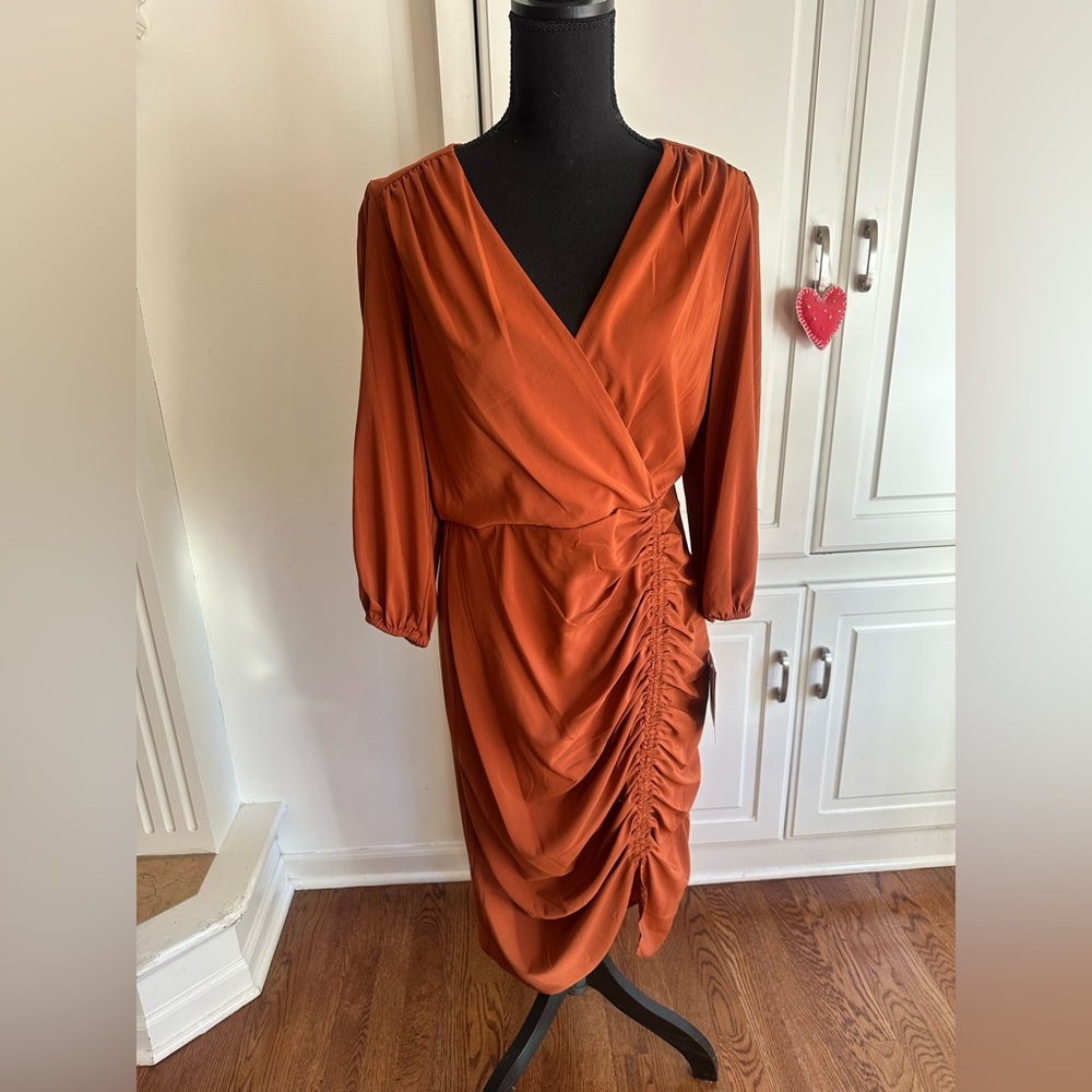 Maison Tara Rust Long Sleeve Dress